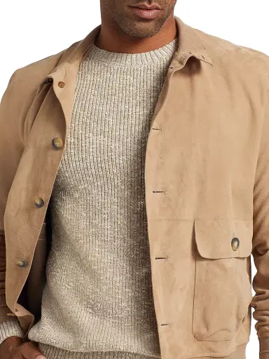 Saks Fifth Avenue Men's COLLECTION Cotton-Blend Rib-Knit Sweater - Beige | Thumbnail 6