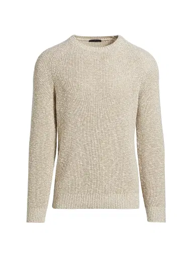Saks Fifth Avenue Men's COLLECTION Cotton-Blend Rib-Knit Sweater - Beige | Thumbnail 1
