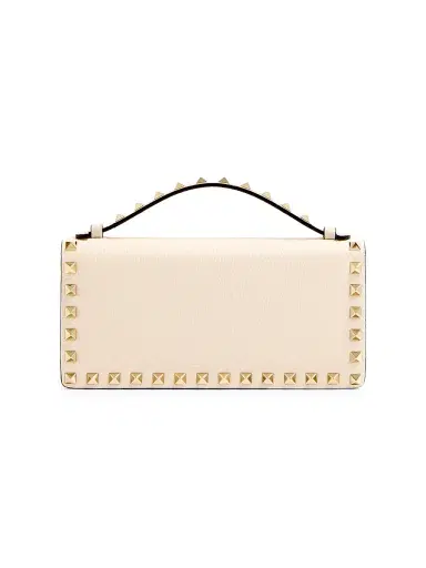 Valentino Garavani Women's Rockstud Wallet with Chain in Grainy Calfskin - Light Ivory | Thumbnail 4 Valentino Garavani Women's Rockstud Wallet with Chain in Grainy Calfskin - Light Ivory | Thumbnail 4
