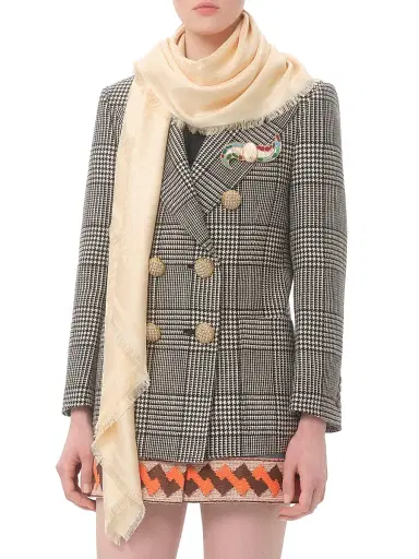 Valentino Garavani Women's Toute La V Wool and Silk Shawl - Butter | Thumbnail 1