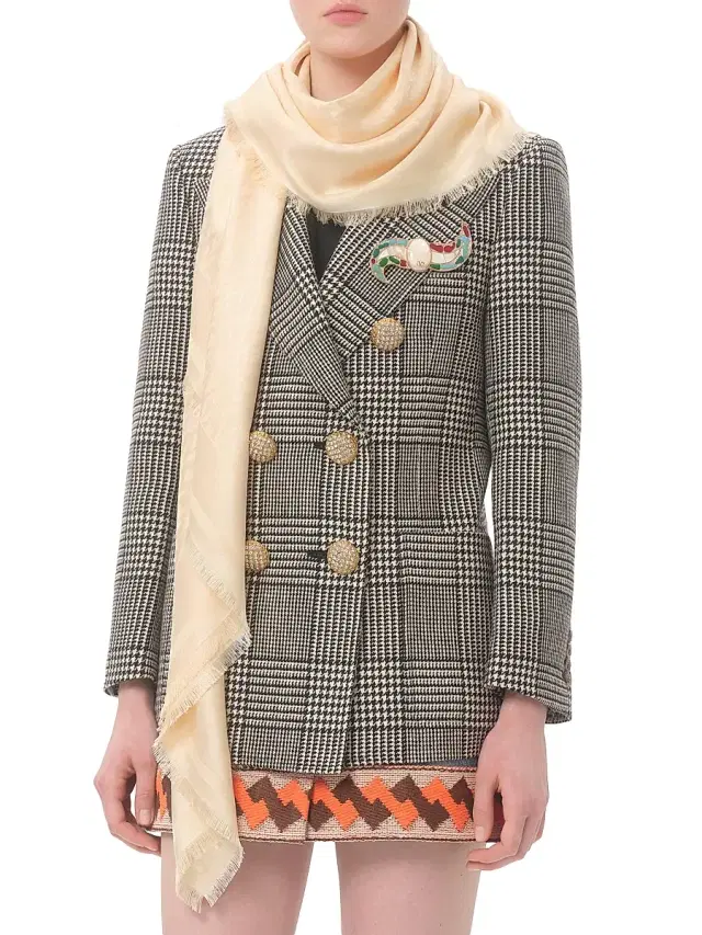 Valentino Garavani Women's Toute La V Wool and Silk Shawl - Butter