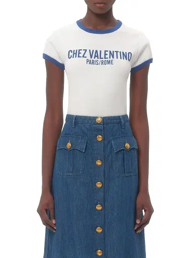Valentino Garavani Women's Jersey Cotton T-Shirt | Thumbnail 2 Valentino Garavani Women's Jersey Cotton T-Shirt | Thumbnail 2