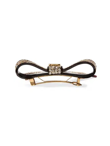 Valentino Garavani Women's VLogo Signature Hair Clip in Resin, Metal and Crystals - Brown | Thumbnail 3 Valentino Garavani Women's VLogo Signature Hair Clip in Resin, Metal and Crystals - Brown | Thumbnail 3