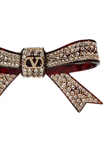 Valentino Garavani Women's VLogo Signature Hair Clip in Resin, Metal and Crystals - Brown | Thumbnail 5 Valentino Garavani Women's VLogo Signature Hair Clip in Resin, Metal and Crystals - Brown | Thumbnail 5