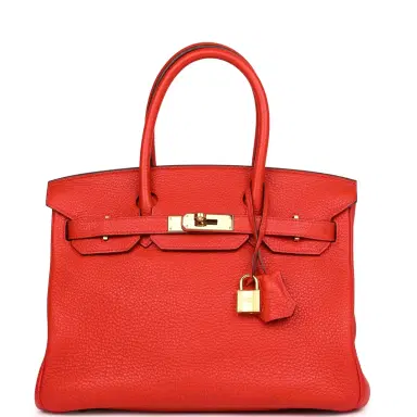 HERMÈS Pre-owned Hermes Birkin 30 Geranium Togo Gold Hardware | Thumbnail 1 HERMÈS Pre-owned Hermes Birkin 30 Geranium Togo Gold Hardware | Thumbnail 1