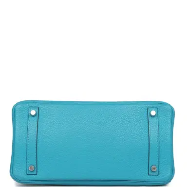 HERMÈS Pre-owned Hermes Birkin 30 Turquoise Clemence Palladium Hardware | Thumbnail 6