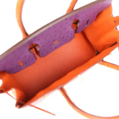 HERMÈS Pre-owned Hermes Special Order (HSS) Birkin 30 Tangerine, Violet and Bougainvillea Ostrich Gold Hardware | Thumbnail 8 HERMÈS Pre-owned Hermes Special Order (HSS) Birkin 30 Tangerine, Violet and Bougainvillea Ostrich Gold Hardware | Thumbnail 8