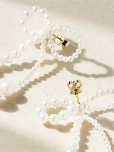 Sophie Bille Brahe Grand Rosette 14-karat Gold Pearl Earrings | Thumbnail 3