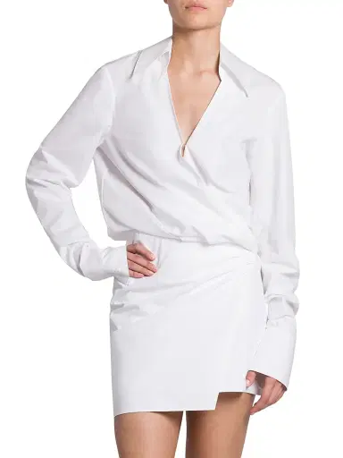 The Attico Women's Gathered Cotton Shirtdress - White - Size 0 | Thumbnail 3 The Attico Women's Gathered Cotton Shirtdress - White - Size 0 | Thumbnail 3