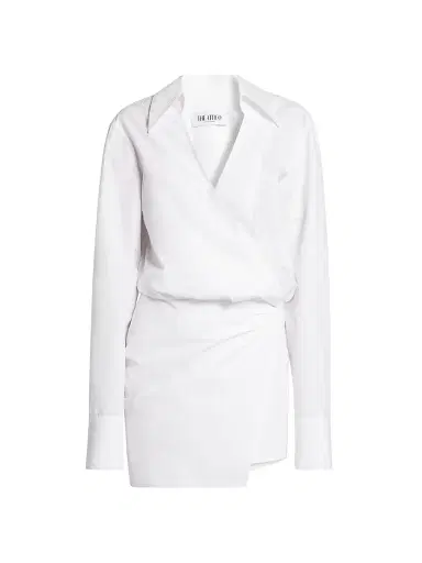 The Attico Women's Gathered Cotton Shirtdress - White - Size 0 | Thumbnail 1 The Attico Women's Gathered Cotton Shirtdress - White - Size 0 | Thumbnail 1