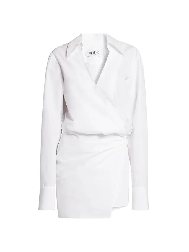 Women's Gathered Cotton Shirtdress - White