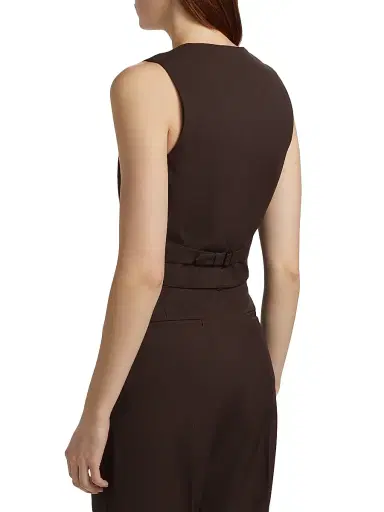 WARDROBE.NYC Women's Virgin Wool Cropped Vest - Dark Brown | Thumbnail 5