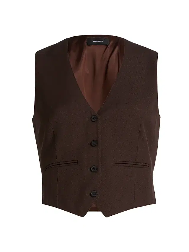 Women's Virgin Wool Cropped Vest - Dark Brown