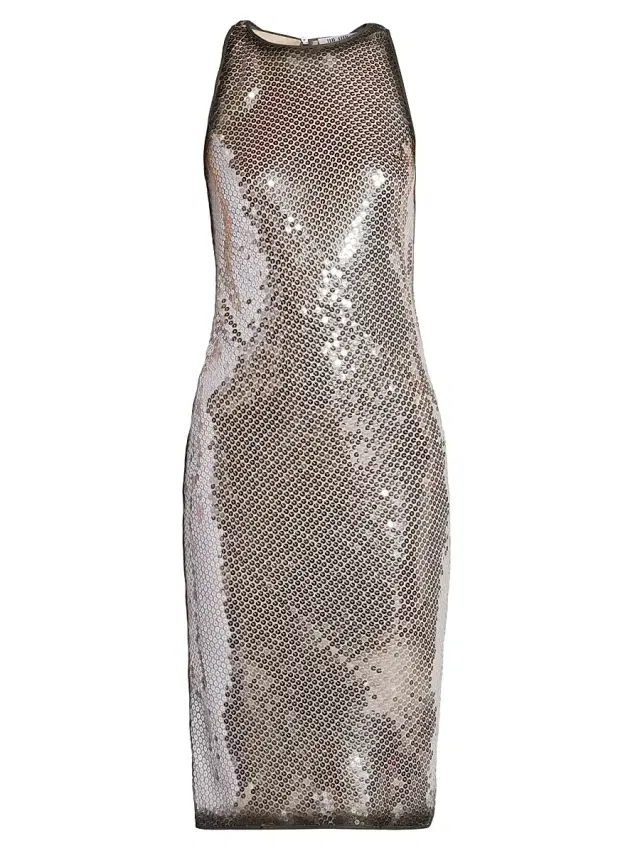 The Attico Women's Sequined Knee-Length Dress - Silver