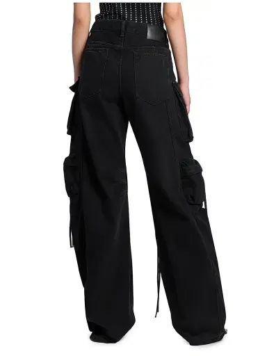 The Attico Women's Cotton Wide-Leg Cargo Pants - Black | Thumbnail 5 The Attico Women's Cotton Wide-Leg Cargo Pants - Black | Thumbnail 5