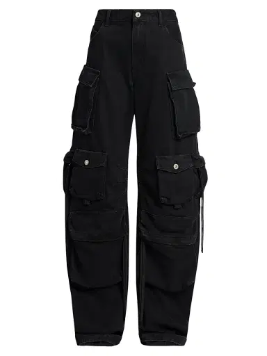 The Attico Women's Cotton Wide-Leg Cargo Pants - Black | Thumbnail 1 The Attico Women's Cotton Wide-Leg Cargo Pants - Black | Thumbnail 1