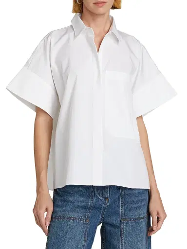 Co Women's Boxy Cotton Poplin Button-Front Shirt - White - Size XL | Thumbnail 3 Co Women's Boxy Cotton Poplin Button-Front Shirt - White - Size XL | Thumbnail 3