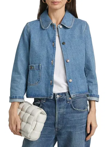 Ba&sh Women's Tiny Denim Jacket - Blue Jeans - Size Large | Thumbnail 3