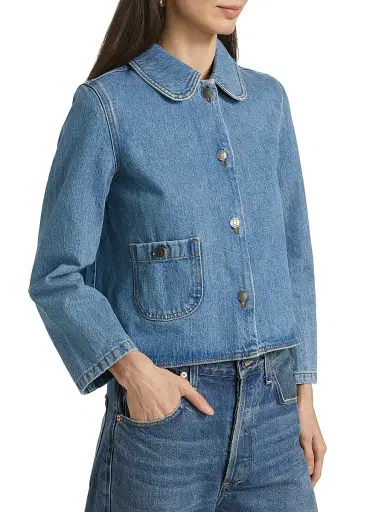 Ba&sh Women's Tiny Denim Jacket - Blue Jeans - Size Large | Thumbnail 4