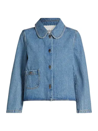 Ba&sh Women's Tiny Denim Jacket - Blue Jeans - Size Large | Thumbnail 1