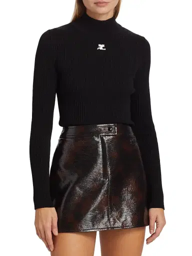 Courrèges Women's Re-Edition Rib-Knit Turtleneck Top - Black | Thumbnail 3