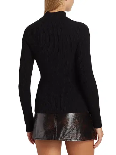 Courrèges Women's Re-Edition Rib-Knit Turtleneck Top - Black | Thumbnail 5