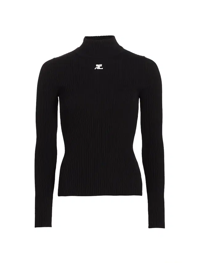 Courreges Women's Re-Edition Rib-Knit Turtleneck Top - Black