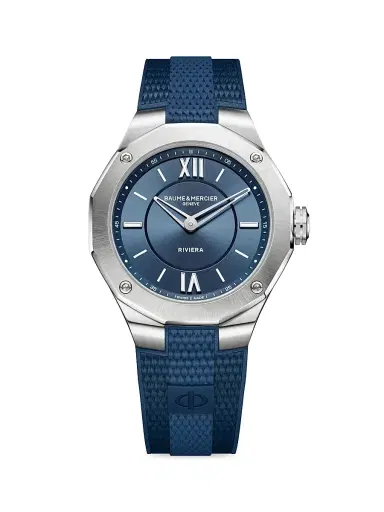 Baume & Mercier Men's Riviera 10689 Stainless Steel, Canvas, & Rubber Strap Watch | Thumbnail 1