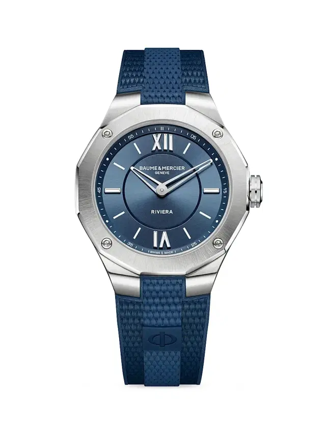 Men's Riviera 10689 Stainless Steel, Canvas, & Rubber Strap Watch
