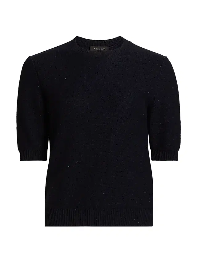 Fabiana Filippi Women's Sequined Cotton-Blend Crewneck Sweater - Blu Notte