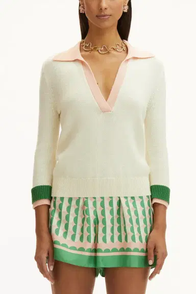 Oscar de la Renta Colorblock Polo Pullover | Thumbnail 2