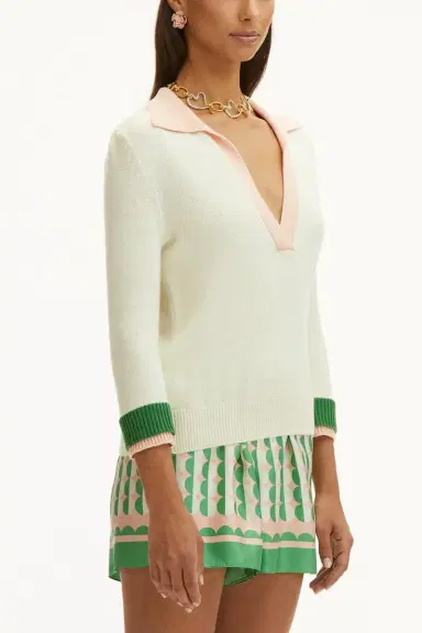 Oscar de la Renta Colorblock Polo Pullover | Thumbnail 3