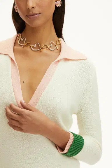 Oscar de la Renta Colorblock Polo Pullover | Thumbnail 4