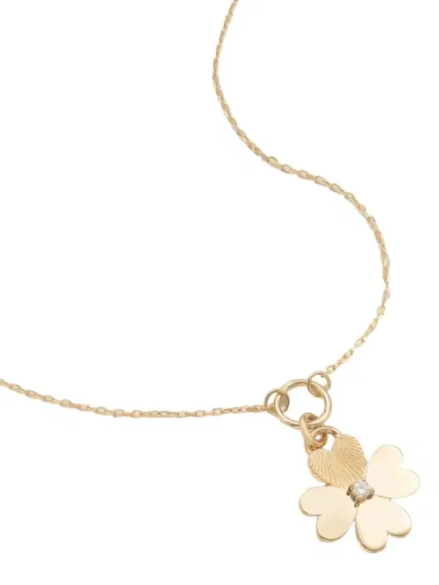 Foundrae Four Heart Clover 18-karat Gold, Enamel And Diamond Necklace