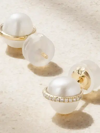 Melissa Joy Manning 14-karat Recycled Gold, Pearl And Diamond Earrings | Thumbnail 3 Melissa Joy Manning 14-karat Recycled Gold, Pearl And Diamond Earrings | Thumbnail 3