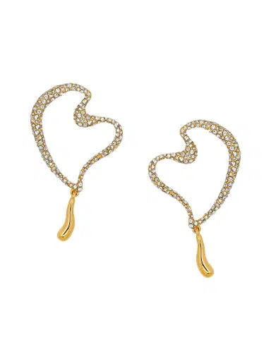 Oscar de la Renta Women's 24K-Gold-Plated & Strass Crystal Heart Drop Earrings - Crystal | Thumbnail 1