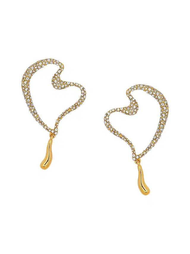 Women's 24K-Gold-Plated & Strass Crystal Heart Drop Earrings - Crystal