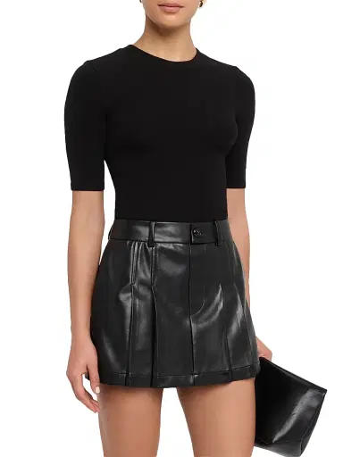 Frame Women's Rib Crewneck T-Shirt - Black - Size Large | Thumbnail 3