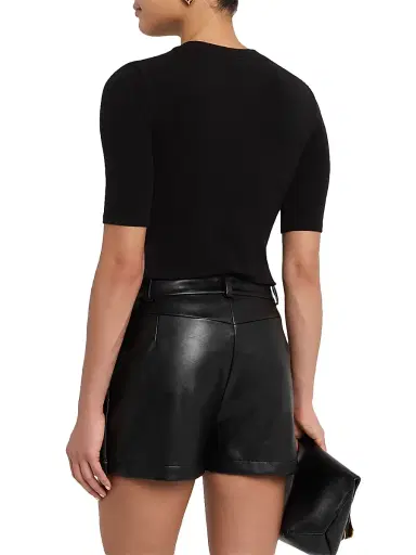 Frame Women's Rib Crewneck T-Shirt - Black - Size Large | Thumbnail 4