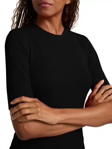 Frame Women's Rib Crewneck T-Shirt - Black - Size Large | Thumbnail 6