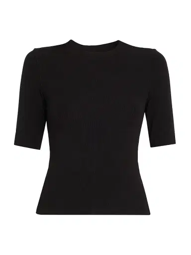Frame Women's Rib Crewneck T-Shirt - Black - Size Large | Thumbnail 1