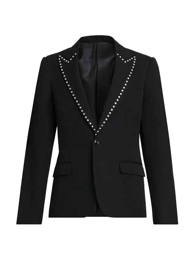 Men's Embellished Wool Single-Breasted Blazer - Black