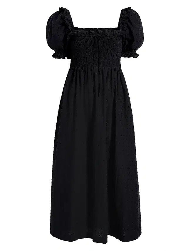 Hill House Home Women's The Scarlett Midi Nap Dress - Black Textured Dot