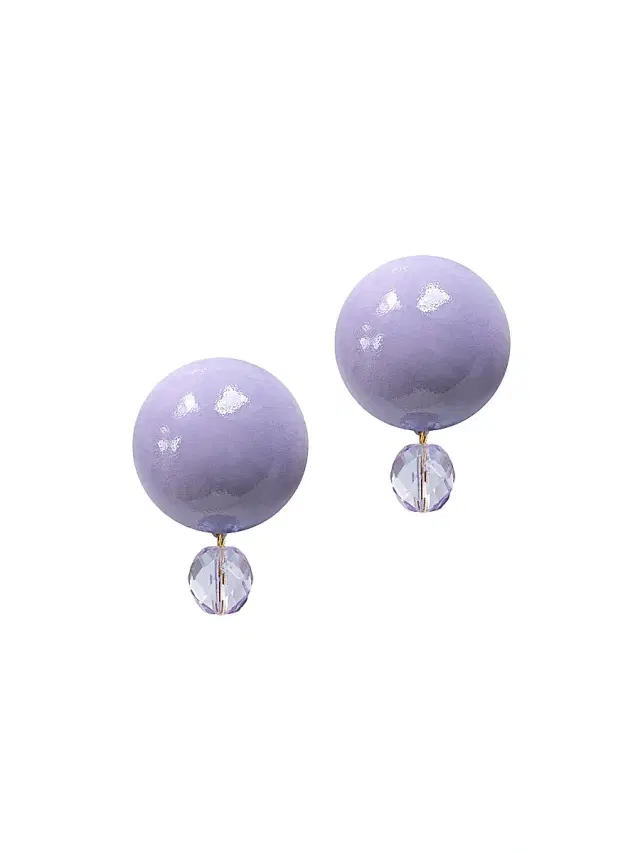 Women's Everbloom Petite Luna 18K-Gold-Plated Wood & Glass Bead Earrings - Pale Periwinkle