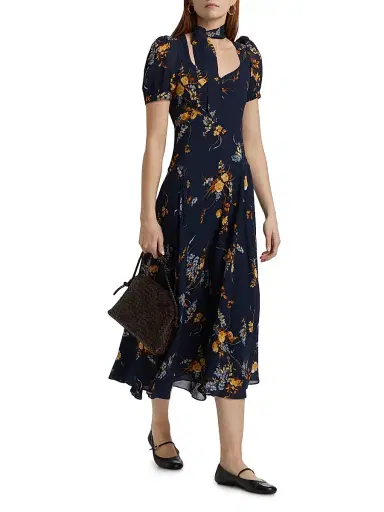 Reformation Women's Chrissie Floral Midi-Dress - Seychelle - Size 6 | Thumbnail 2