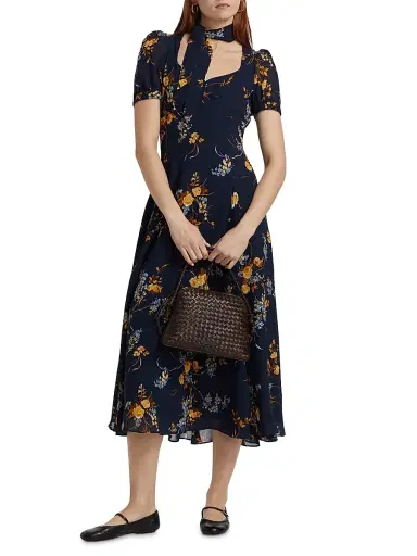 Reformation Women's Chrissie Floral Midi-Dress - Seychelle - Size 6 | Thumbnail 3