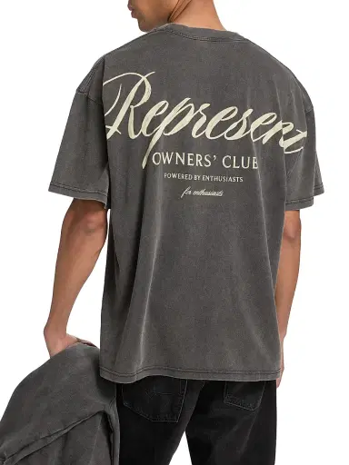 Represent Men's  Owners Club Script T-Shirt - Vintage Grey | Thumbnail 5