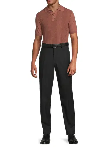 Isaia Men's Basic Extended-Tab Wool Trousers - Charcoal | Thumbnail 2