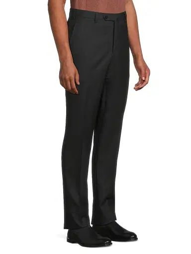 Isaia Men's Basic Extended-Tab Wool Trousers - Charcoal | Thumbnail 4