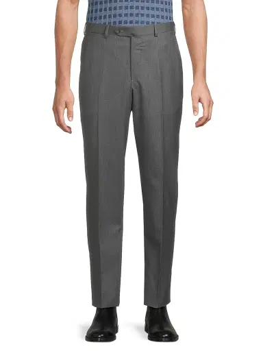 Isaia Men's Basic Extended-Tab Wool Trousers - Charcoal | Thumbnail 9